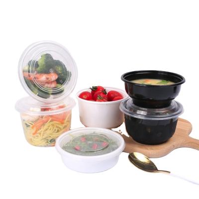 China Chinese Style Customize Logo 300ml Round 10oz Disposable Takeaway Bowl White PlasticPP Container Small Transparent Box for sale