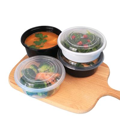 China Chinese Style Factory Cheap Portable Disposable 360ml Food Container Customize Clear Round Plastic Lunch Box Takeout Bowl for sale