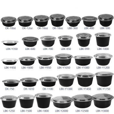 China Black White Transparent Microwavable Safe Plastic Bowl Logo Print Chinese Style Manufacturer Food Packing Container Disposable Bowl Soup Bowl for sale