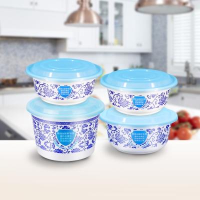 China Design Manufacture 300-3000ml Blue And White Disposable Plastic Round Rolls Large Capacity Soup Container Microwavable Meal Prep PP Rolls for sale