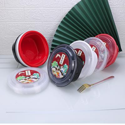 China Chinese Style New Arrival 1000ml Plastic Disposable Food Container Black Microwavable Thickening Leak Proof Bowl With Lid for sale