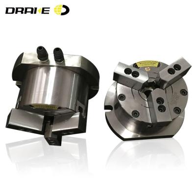 China CNC machine tools 4 5 6 8 10 12 15 inch vertical type 3 jaw cavity hydraulic power chuck for CNC machine tools for sale