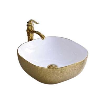 China Large Double-Flow Rose Gold Electroplate Art Countertop Sink Basin for Bathroom for sale