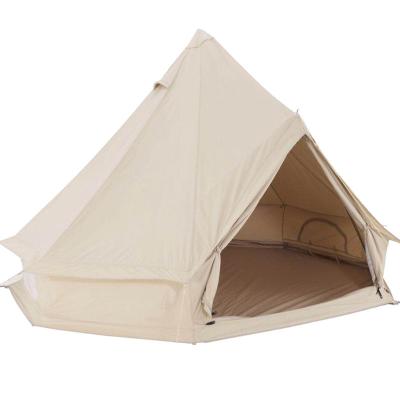 China Tube Type Tent Stake Outdoor Tent Indian Camping Custom 5M Glamping Oxford Canvas Tepee Yurt Bell Tent for sale