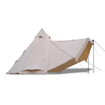 China Tube Type Tent Stake Outdoor Camping Party Safari Luxury Pyramid Flame Tent Glamping Indian Yurt Teepee Cotton Canvas Large Space for sale