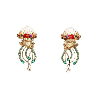 China 925 silver Exquisite personality 925 silver crystal jellyfish earrings fashion creative design sense earrings for sale