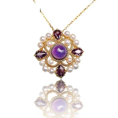 China Silver 23 hot selling design models of amethyst and pearl necklaces for women for sale