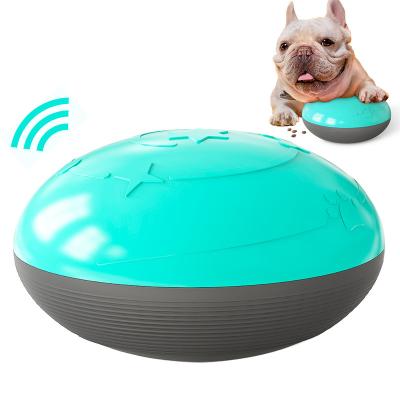 China Viable Dog Squeaky Food Supply Round Hit Amazon Toys Dog Flying Disc Dispensing Toy for sale