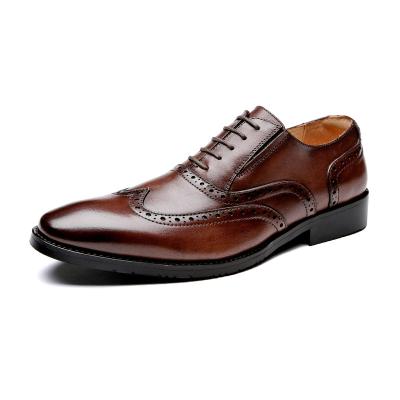 China New Brogue Business Brogue Leather Dress Suit British Leather Cut Out Leather Men's Height Increasing Derby Shoes for sale