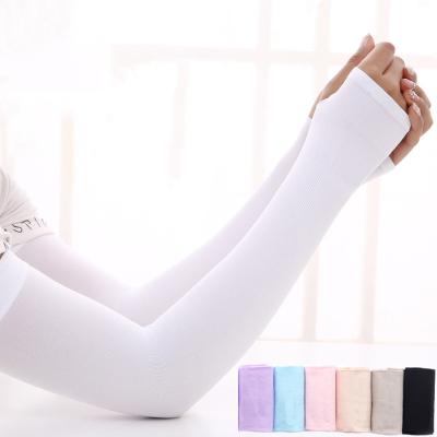 China Wholesale Medium Ice Silk Sun Women UV Protection Sleeves Knitted Unisex Outdoor Motor Basketball Golf Cycling Ice Sleeves Arm Sleeve for sale