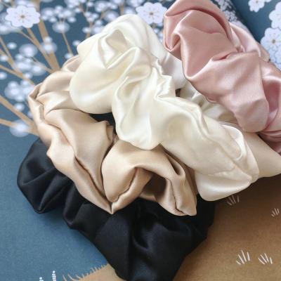 China Hair Accessories Wholesale 100% Silk Scrunchies 6cm Wide 22m/M Elastic Hair Bands Silk Satin Hair Scrunchies Fabric Hair Accessories for sale