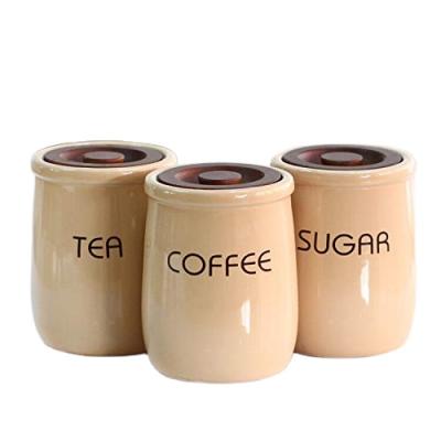 China Factory Direct Selling Stocked Wholesale Porcelain Tea Coffee Sugar Ceramic Jar Storage Kitchen Canister for sale