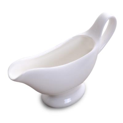 China China Viable Suppliers Ceramic Creamer Pot, Gravy Boat, White Honeycomb Gravy Boat For Sauce Serving for sale