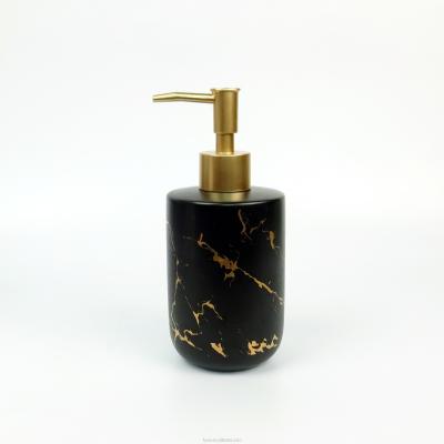 China Viable Ceramic Black Empty Lotion Bottles Cheap Lotion Pump Bottles Gold Decal Bathroom Set for sale