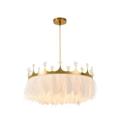 China Modern White Feather Chandelier Pendant Lights For Kitchen Bedroom Hotel Hall Lighting for sale