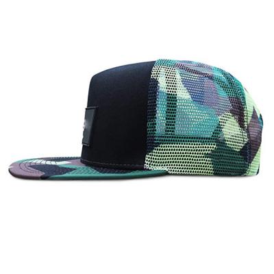 China JOINT Custom Embroidered Hats With Logo 5 Panel Distressed Hat Hemp Camouflage Mesh Trucker Caps for sale