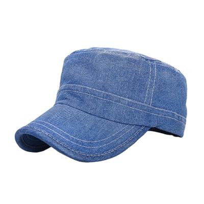 China JOINT Custom Plain Denim Flat Top Jeans Cover Up Military Hats Wholesale for sale