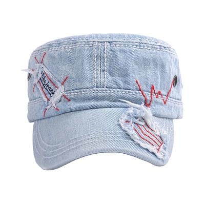 China Custom Character Denim Hat Military Army Outdoor Hats And Combat Hats With Applique Embroidery for sale