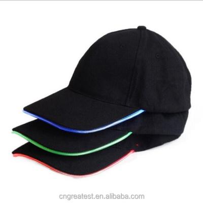 China High Quality Simple Character Cotton White LED Baseball Hat Wholesale for sale