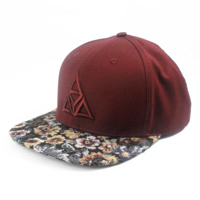 China JOINT Luxury Custom Floral Snapback Snapback Satin Liner Flat Surface Back Cap for sale