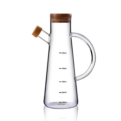 China Borosilicate Food Grade Safe Lead Free Oil Dispenser Kitchen Instrument Glass Oil Jar Without Drip Spout for sale