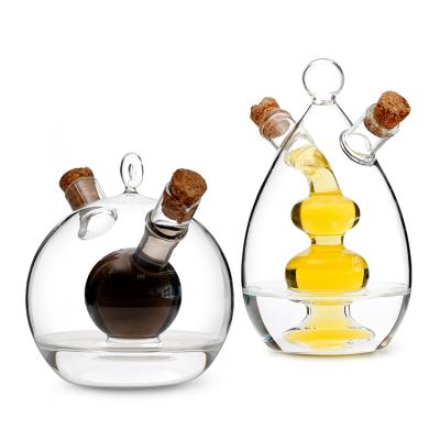 China Freshness Preservation Hot Selling Desigin Oil Jar Vinegar Bottle New Glass Sauce Boat For Kitchen Utensil With Airtight Cork Lid for sale