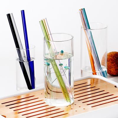 China Sustainable Easy To Clean Colored Borosilicate Glass Straws Straight Reusable Drinking Straws for sale