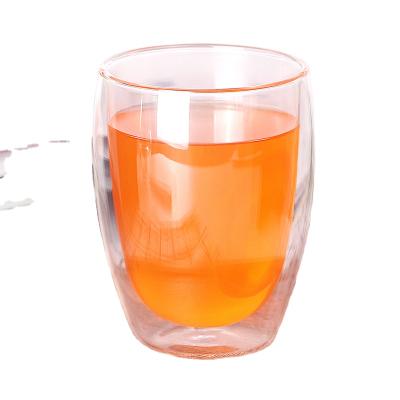 China Good Quality Viable Reusable Clear 350ml 450ml Coffee Mug Borosilicate Double Wall Glass Drinkware Cup for sale