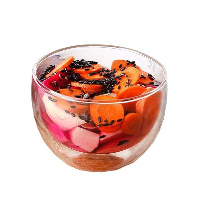 China Eco - Friendly Heat Resistant Borosilicate Double Wall Little Salad Bowl Glass Ice Cream Bowl for sale