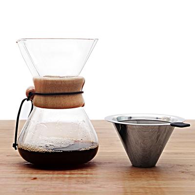 China Sustainable Borosilicate Glass Coffee Pot With Stainless Steel Coffee Drip Filter for sale