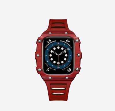 China Fashion/Luxury/High-end/New Products Factory Source HMN Iwatch Series 41MM 45MM Carbon Fiber Watch Strap Rubber Silicone Cover Cover For Apple Smart Watch Series 7 for sale