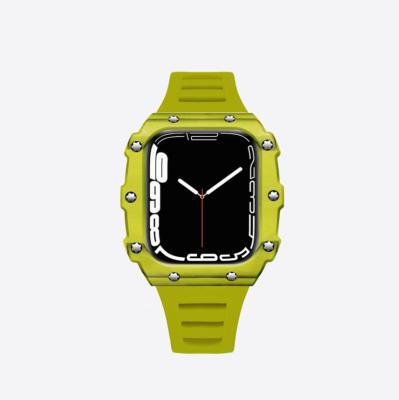 China Fashion/Luxury/High-end/New Products Cover Iwatch Series 7 41MM 45MM Carbon Fiber Watch Strap Rubber Silicone Cover Factory Source For Apple Smart Watch Series 7 for sale