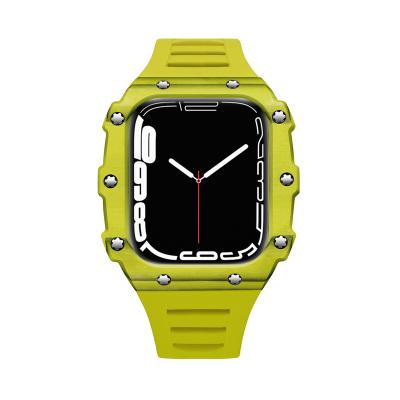 China Fashion/Luxury/High-end/New Products Cover Iwatch Series 41MM 45MM Carbon Fiber Watch Strap Rubber Silicone Cover Factory Source For Apple Smart Watch Series 7 for sale