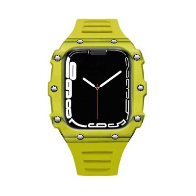 China Fashion/Luxury/High-end/New Products Cover Iwatch Series 41MM 45MM Carbon Fiber Watch Strap Rubber Silicone Cover Factory Source For Apple Smart Watch Series 7 for sale