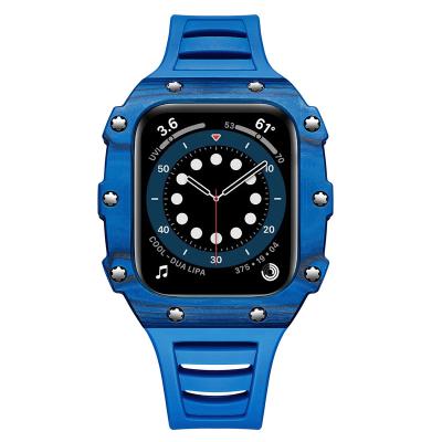 China Fashion/Luxury/High-end/New Products Custom Logo Appl Watch Strap Band Watch Band 41MM 45MM Replacement For iWatch Band Fluorescent Blue Light for sale