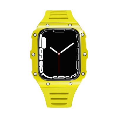 China Source Factory Ceramic Apple Watch Case 41MM 45MM Wholesale Silicone Rubber Strap Cover For Apple Smart Watch 7 8 Series for sale