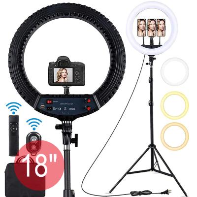 Cina Kaliou Adjustable Video Ringlight Selfie Ring Circle LED Makeup Lamp 360 Degree Dimmable 45cm 18inch Ring Light with Tripod Stand in vendita