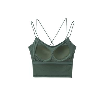 China Small Sling Solid Color Breathable Vest With Chest Pad Bra Bottoming Shirt Underwear for sale