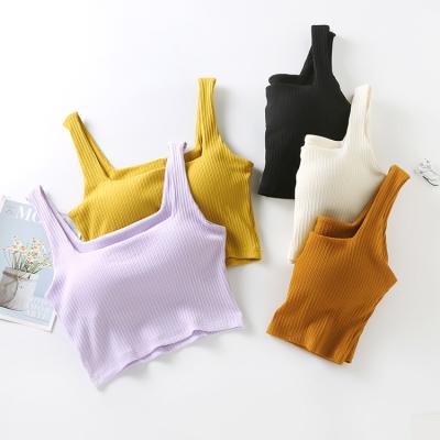 China 2021 New Products U-neck Shoulder Strap Beauty Breathable Thin Cross Back Camisole Seamless Bra for sale