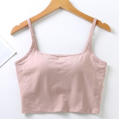 China 2021 Vintage Anti-Static Camisole Woman New Small Tops Fashionable Sexy Tank Top Crop Inner Top With Chest Pads for sale