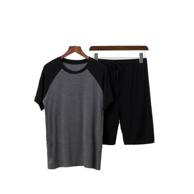 China New OEM Summer QUICK DRY Mens Short Sleeve Modal Pajamas Set With Shorts Loungewear for sale