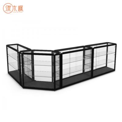 China Modern high quality retail store display smoke shop display interior design vision glass extra showcase cabinet for sale