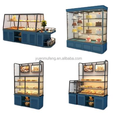 China Whole Mall Store Customized Bread Display Wooden Bread Display Stand Bakery Display Cabinet Rack for sale