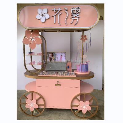 China Customized Morden Jewelry Display Booth for Electronic Cigarette Cosmetic Candy Display Cart Showcase for sale