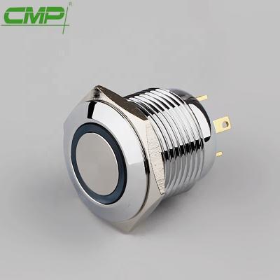 China Copper Plating 16mm Angel Eye Stainless Blue Led Momentary Metal Switch Push Power Button for sale