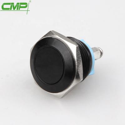 China Aluminum CMP 16mm, 19mm Waterproof Metal Black Push Button Plating Black Switch for sale