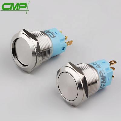 China Stainless / Copper Plating CMP Factory Price 19mm Waterproof Vandal Proof On Push Button Switches for sale