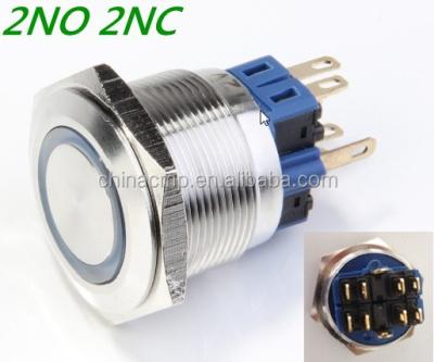 China Dual LED 25mm Color Momentary or Latching Stainless Steel Push Button Switch for sale