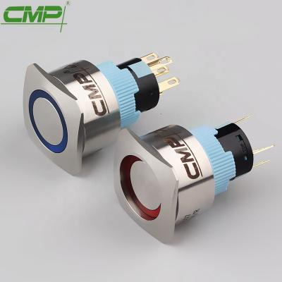 China Stainless Steel MU Series 22mm Metal 5pin LED Waterproof Momentary Push Button Square Switch for sale