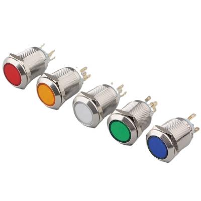 China Stainless Steel 22mm DC 12v LED Metal Push Button Switch for sale